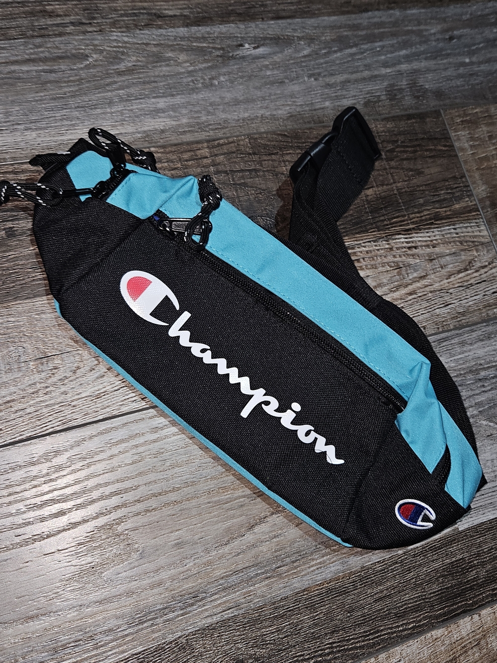 Champion Black & Teal Waist Pack - Champion Logo Fanny Pack